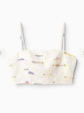 STAUD FEDERICO LINEN TOP POP SARDINES IVORY (size L)